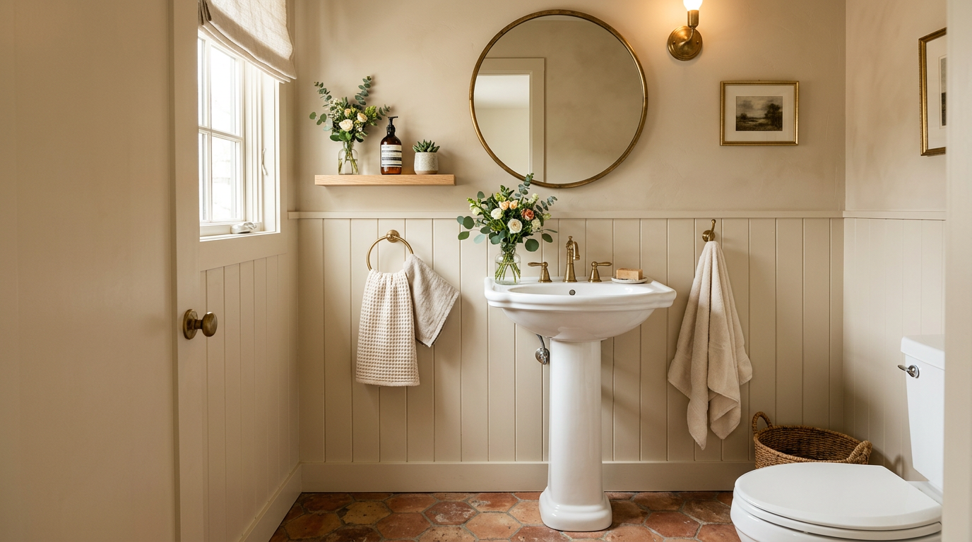 Styled guest bathroom with welcoming touches