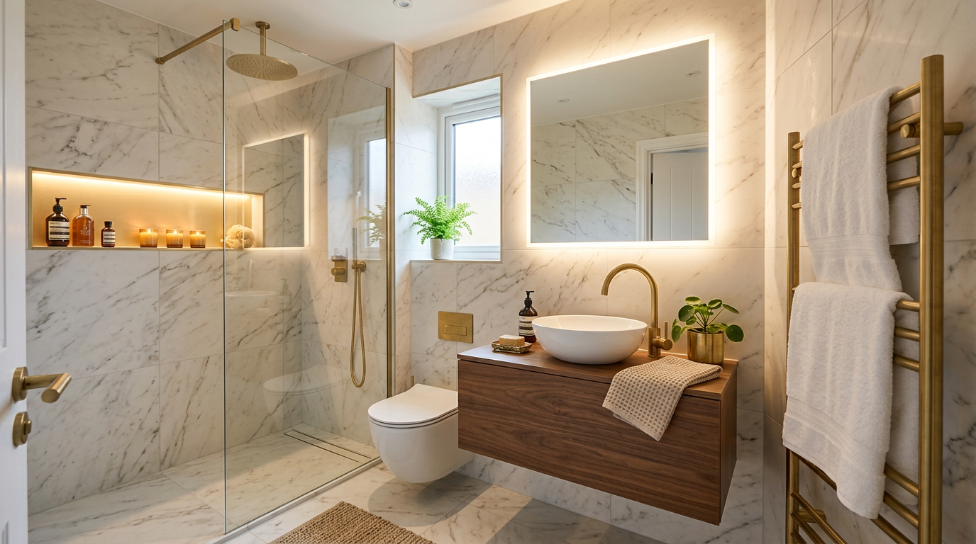 Small bathroom with luxurious decor