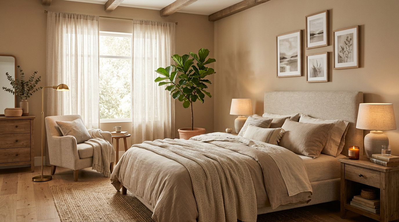 Relaxing bedroom retreat with calming decor