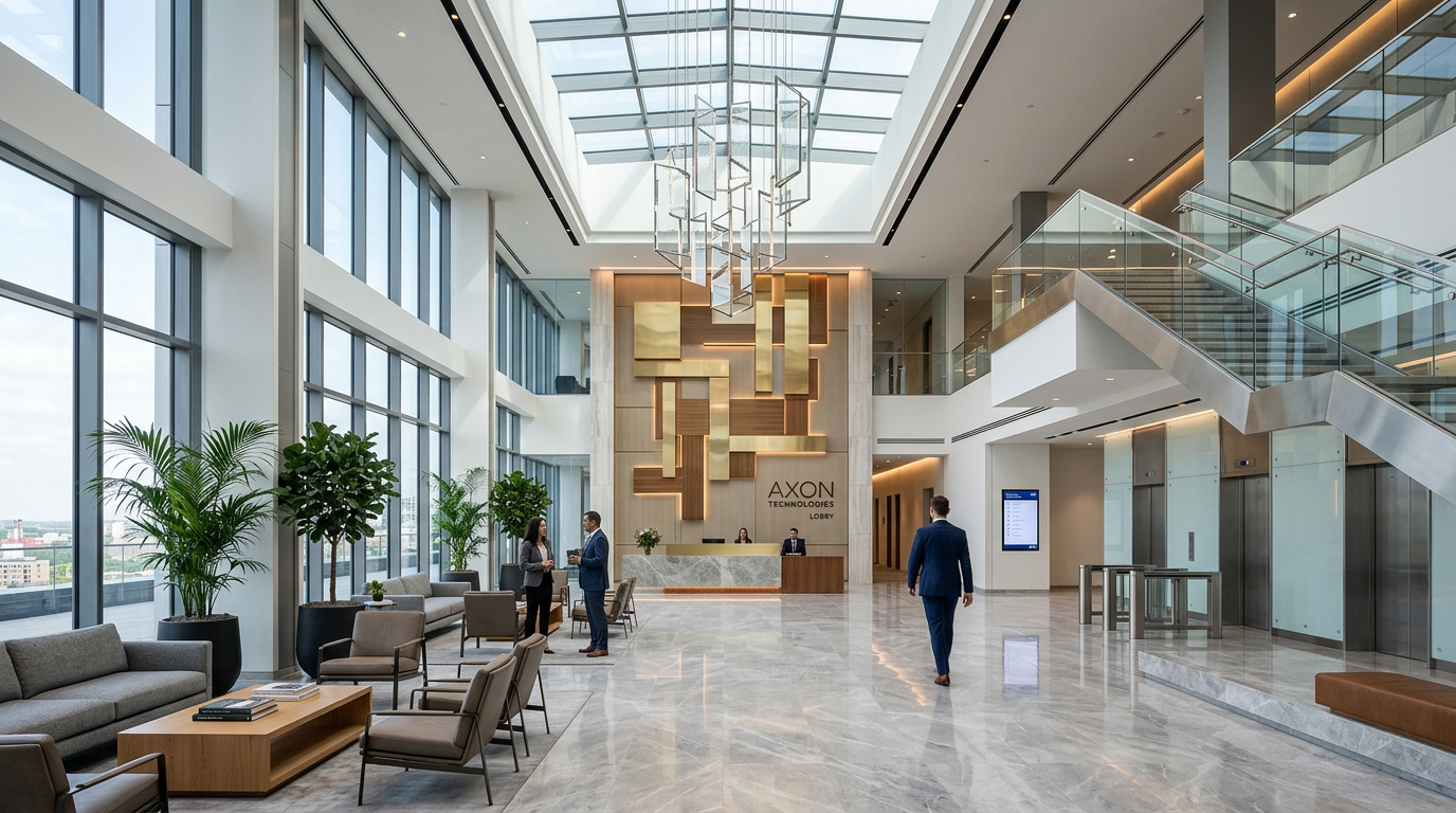 Impressive corporate office lobby design