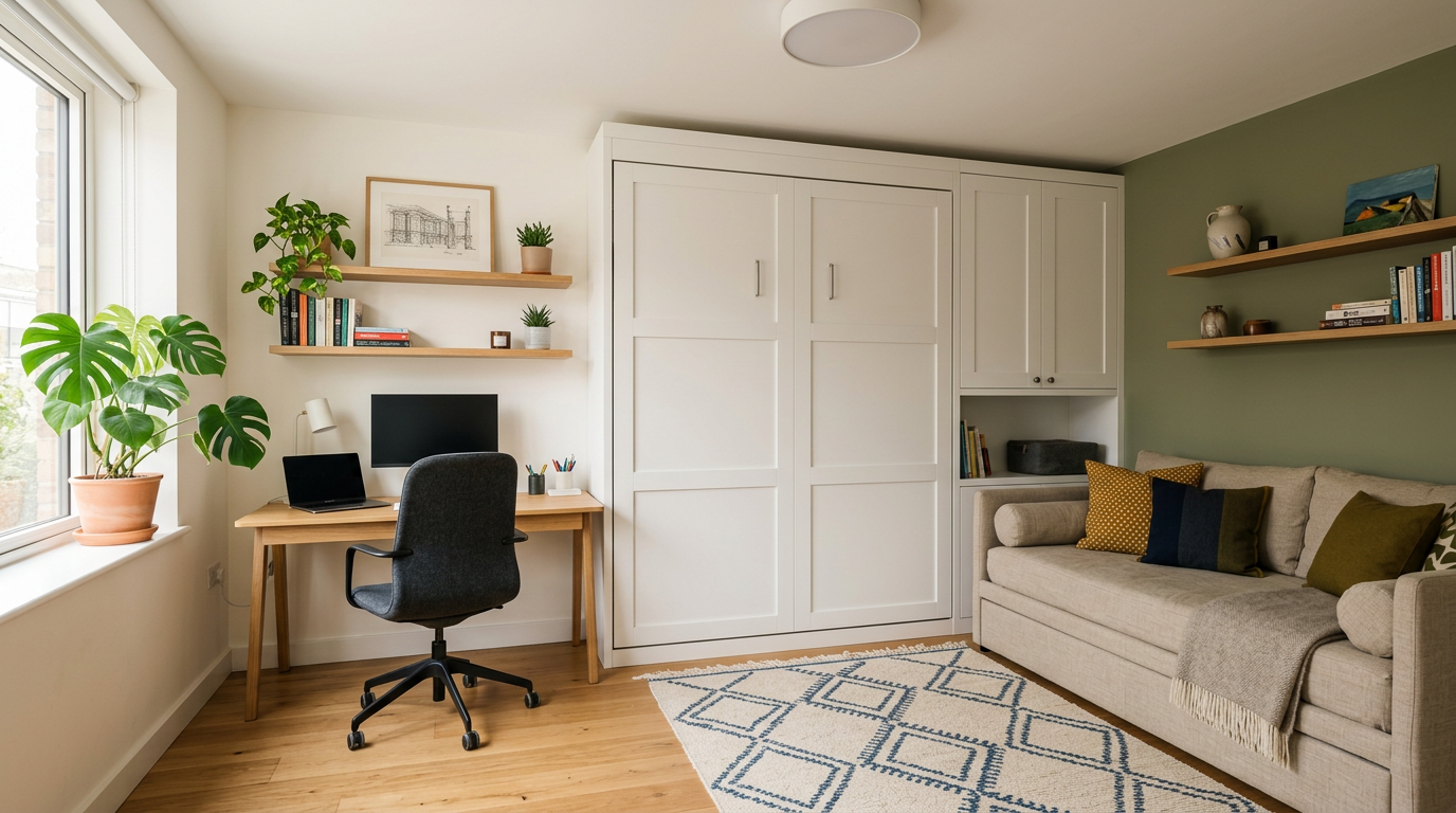Dual-purpose home office in a shared living space