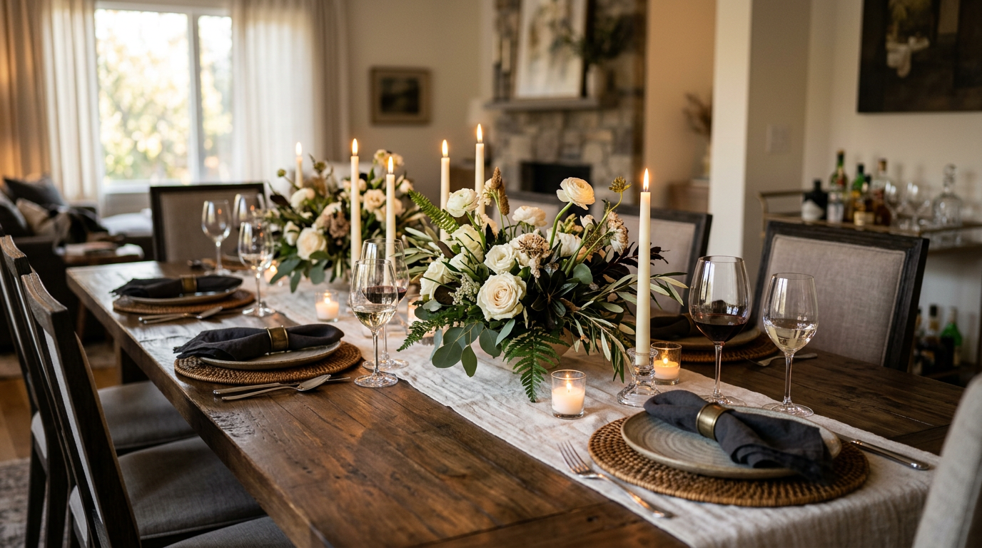 Beautiful dining table centerpiece arrangement
