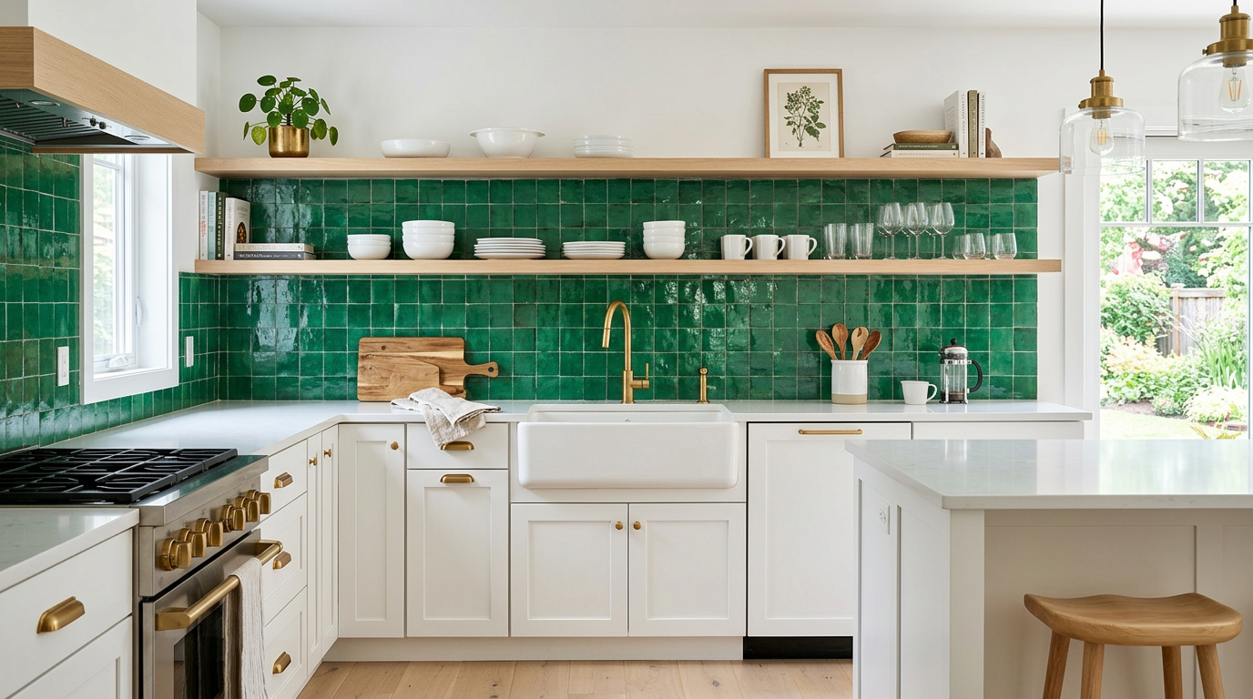 Kitchen with stylish backsplash tile design