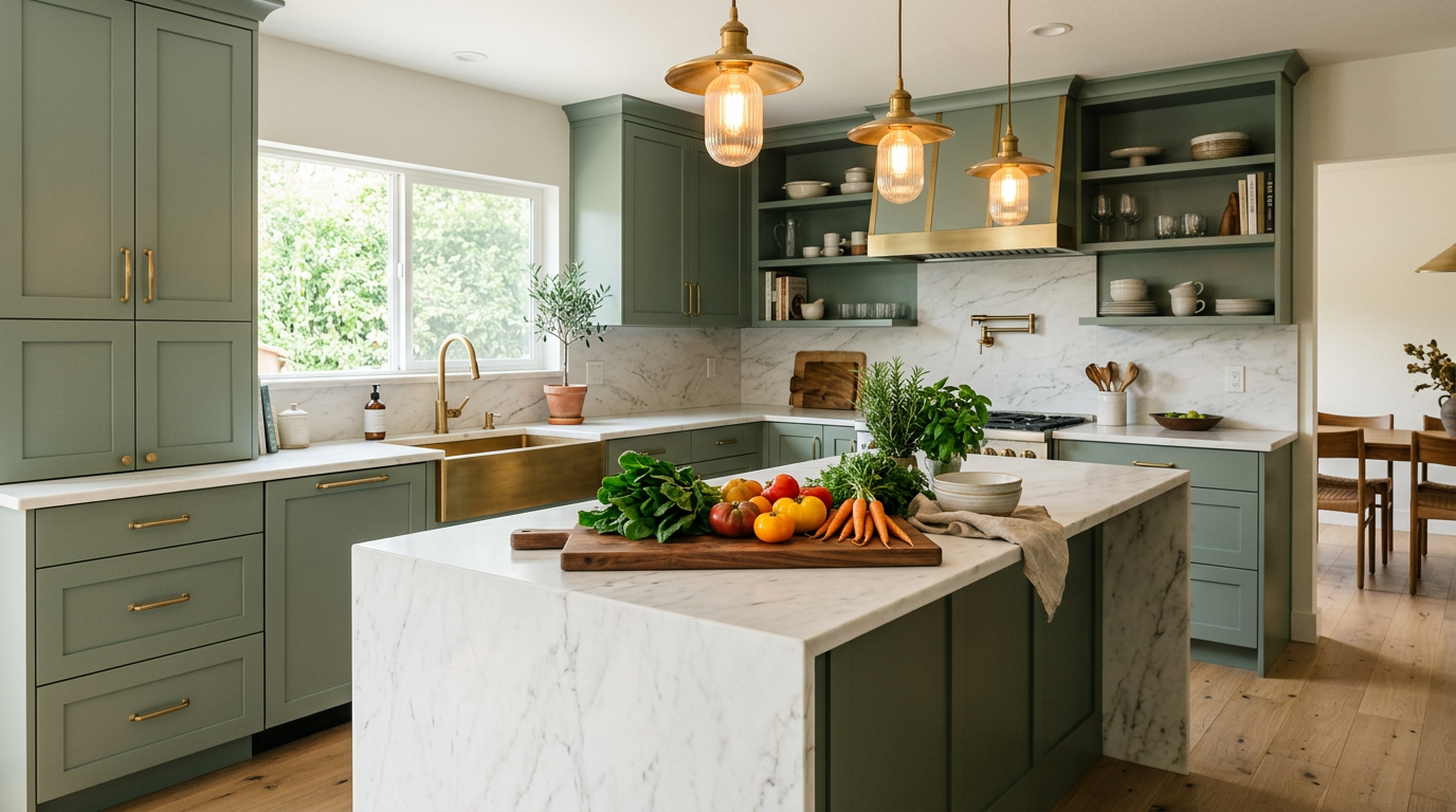 Kitchen showcasing current color trends