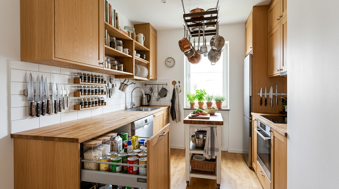 Small kitchen with smart decorating solutions