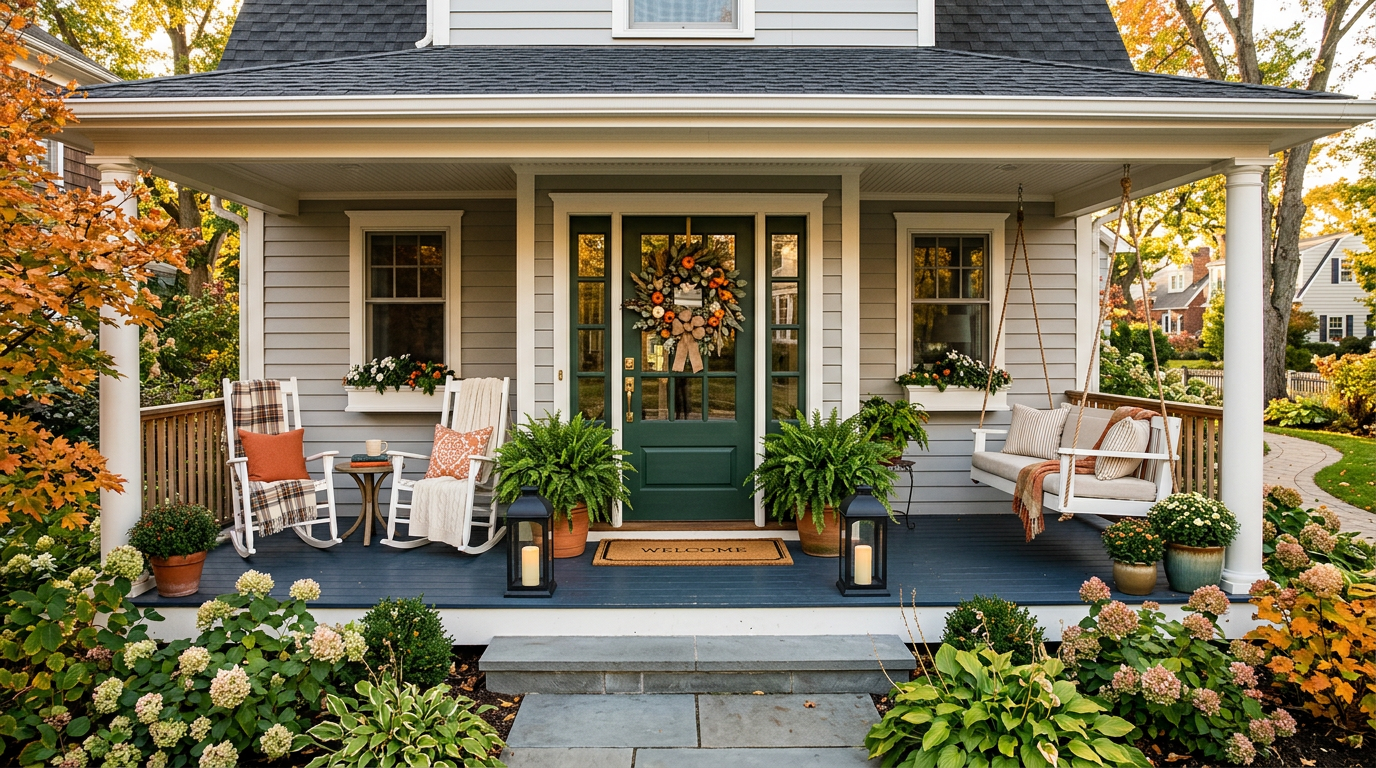 Styled front porch with curb appeal